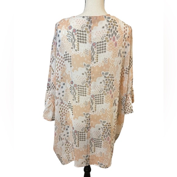 Love Tree kimono cover up sheer boho mid length ruffled sleeve large - Picture 2 of 10